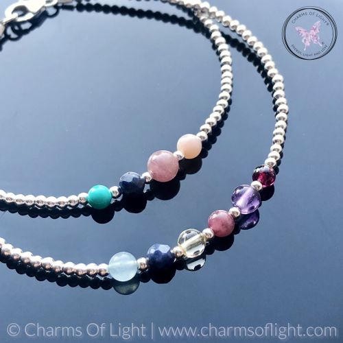 Family Birthstone Silver Bead Bracelet